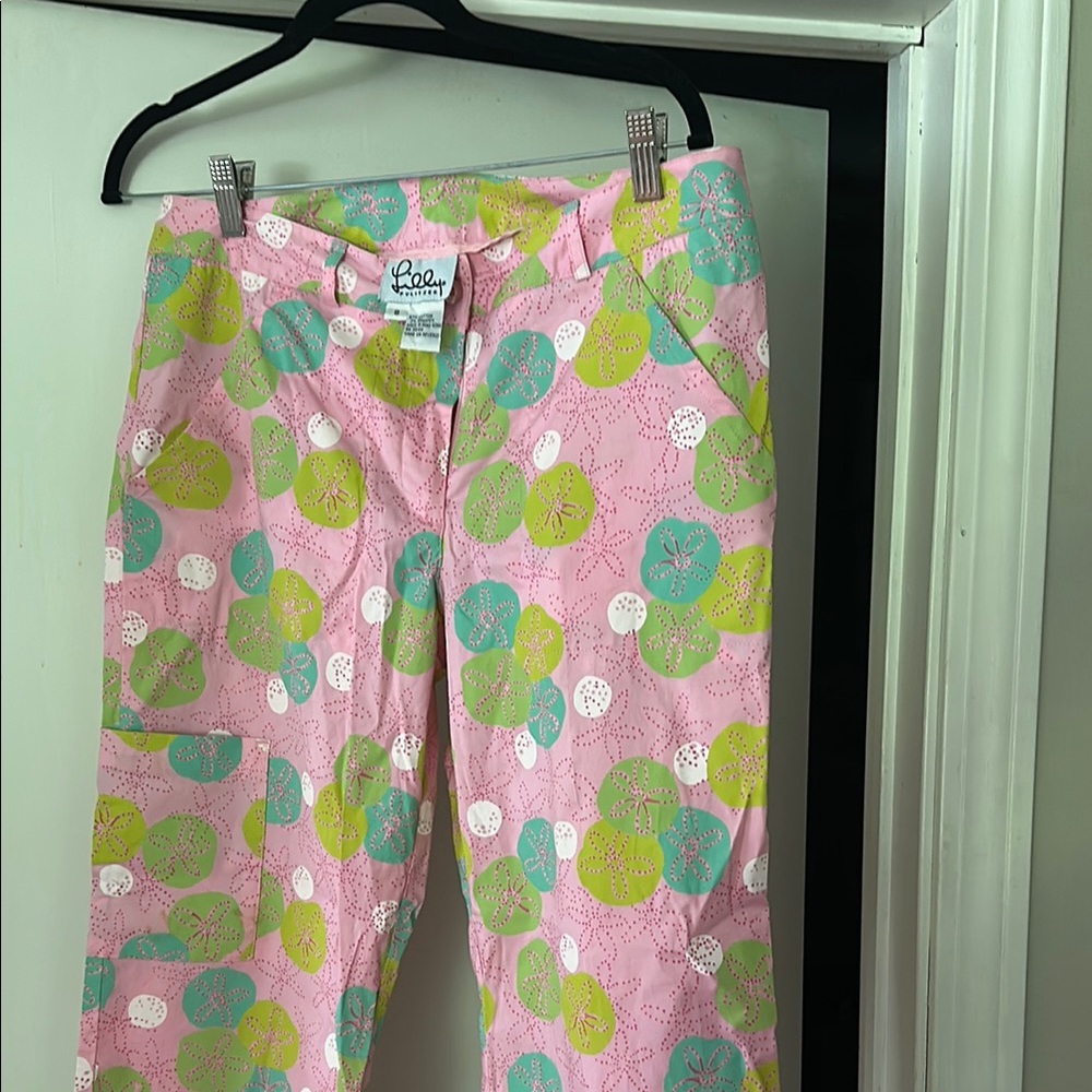 Lilly Pulitzer Pink and Green Casual Bottoms Vibrant Print